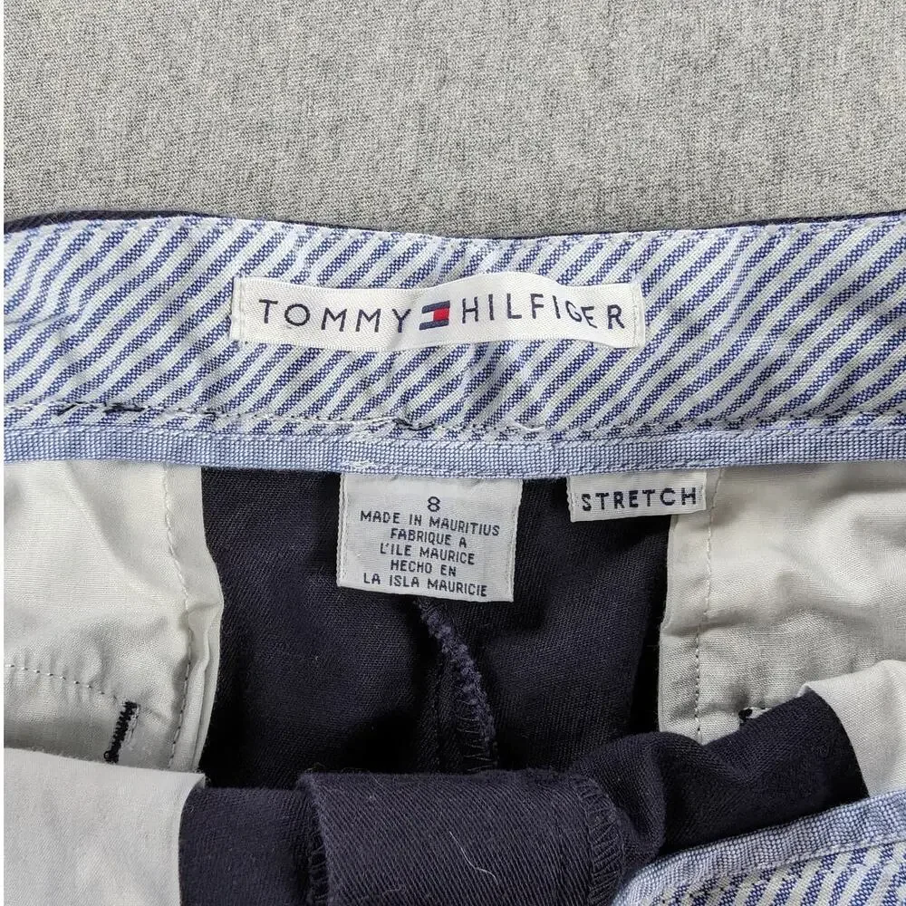 Tommy Hilfiger Shorts Womens 8 Stretchy Navy Blue Chino Y2K Preppy Coastal Beach